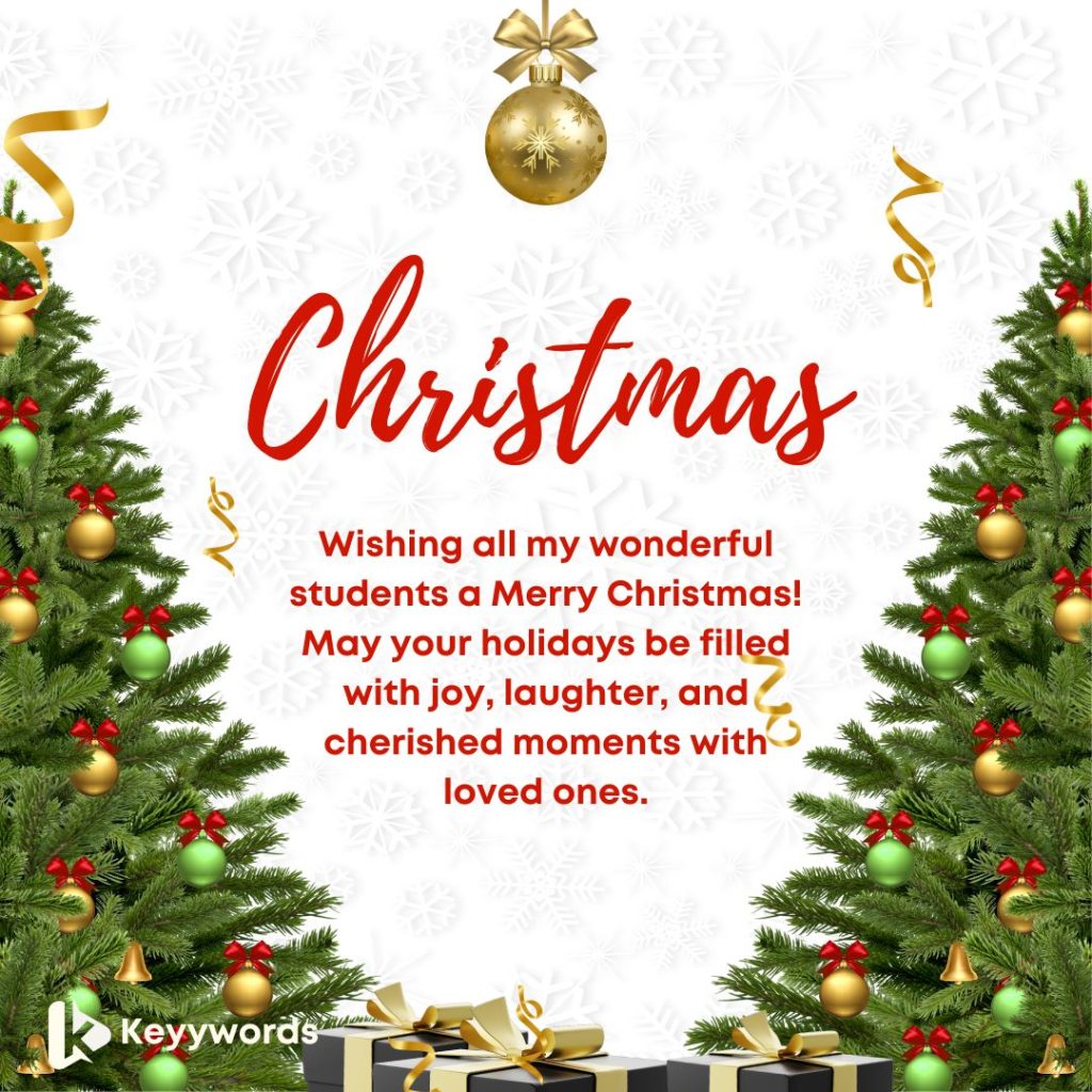 Merry Christmas Greetings to students on holiday