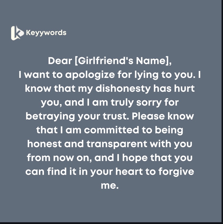Sincere Apology Letters for Lying to My Girlfriend