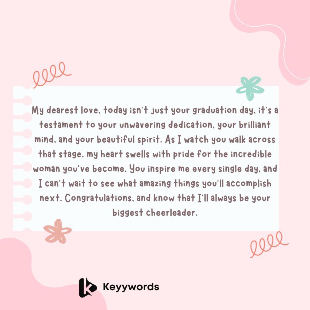 Long love message for her on her graduation day