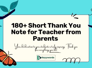 Short Thank You Note for Teacher from Parents