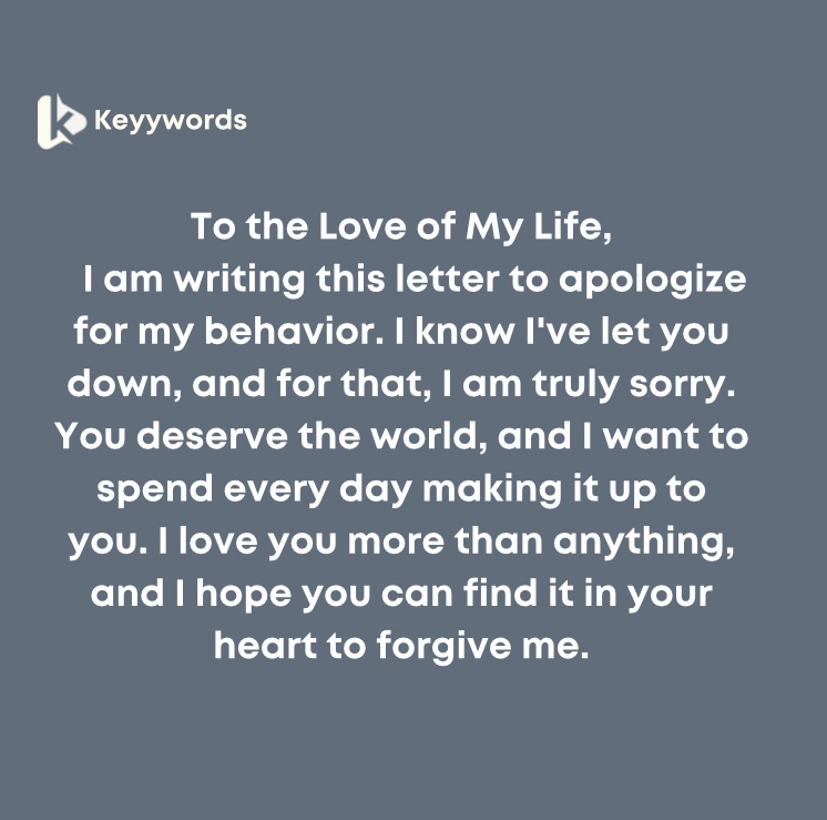 Romantic, Beautiful Apology Letter to Wife