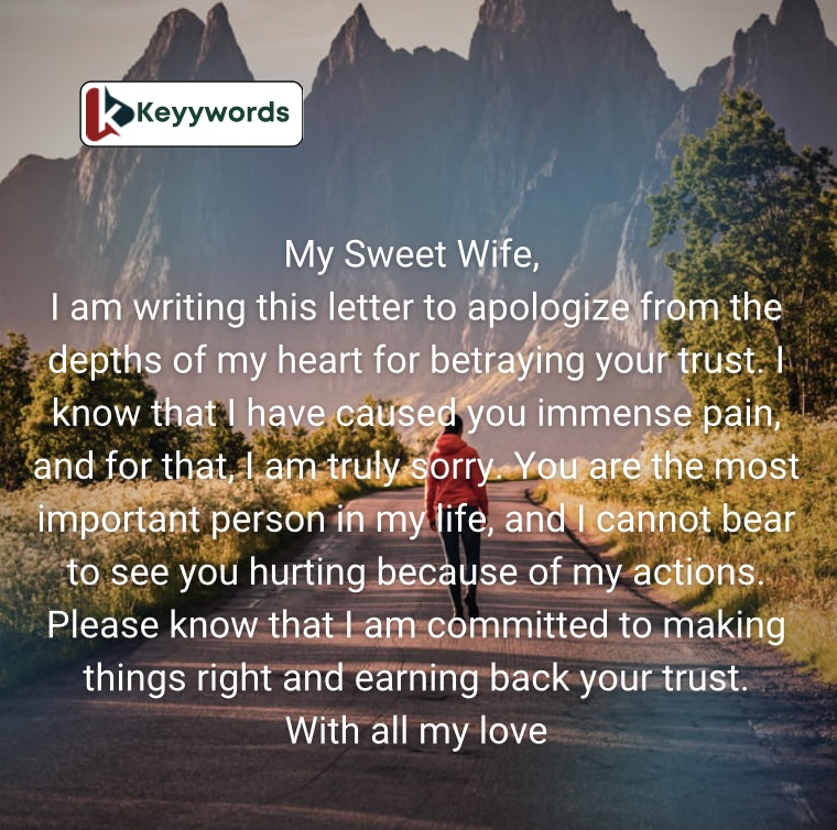 Sincere and Beautiful Apology Letter to Wife for Cheating