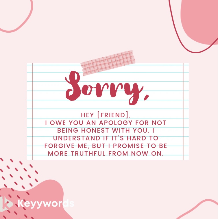 Sorry Letter for Friend for Lying