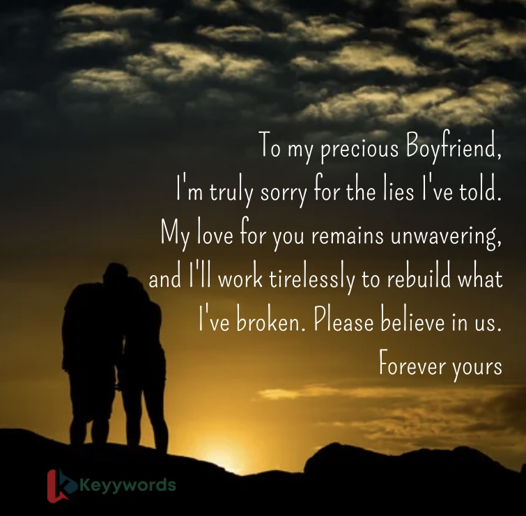 Romantic Apology Letter to Boyfriend for Lying