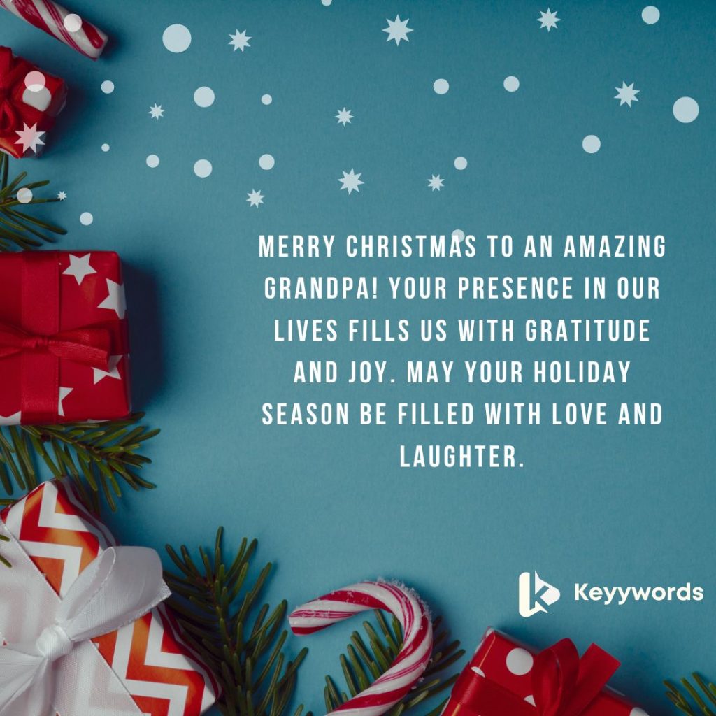 Merry Christmas wishes for Grandpa from his son-in-law